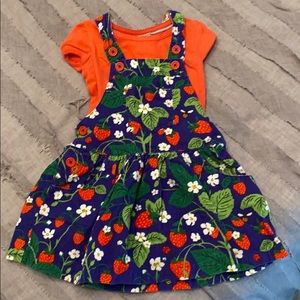 Mini Boden overall dress and shirt